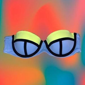 Victoria’s Secret blue and green strapless bikini top size 32B